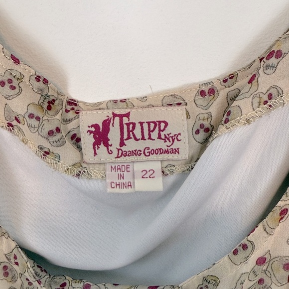 TRIPP NYC DAANG GOODMAN Sookie Skull Chiffon Smocked Ruffles Dress. Plus Size 22 - Picture 6 of 14